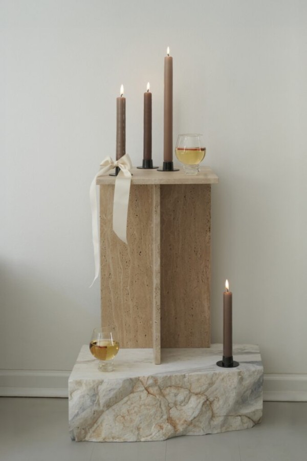 NAUJIENA Ester&Erik bekvapės cilindrinės matinės stalo žvakės - 4vnt (šviesus molis)